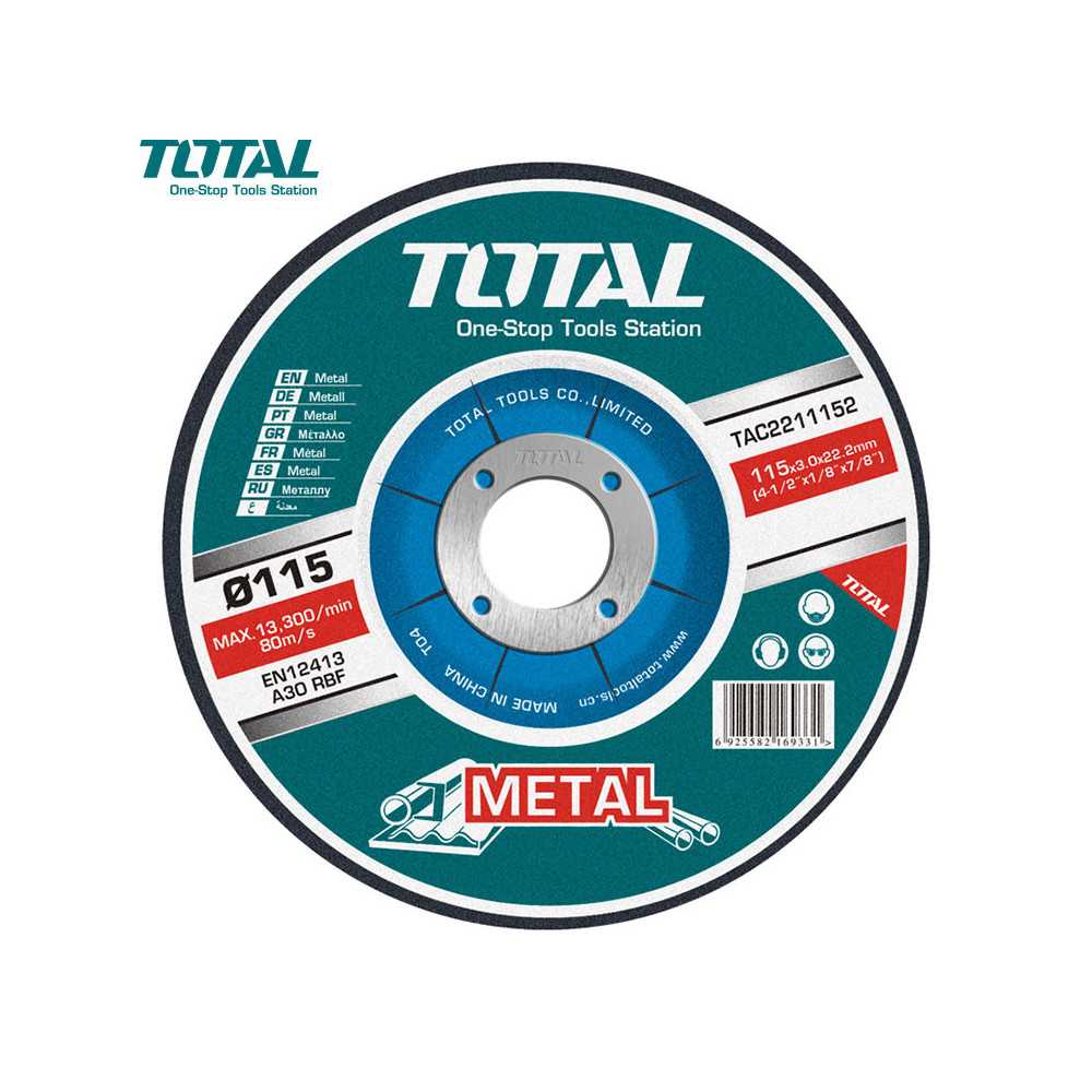 Disco de Corte Metal 7” (180x3x22.2mm) Total Tools TAC2211801