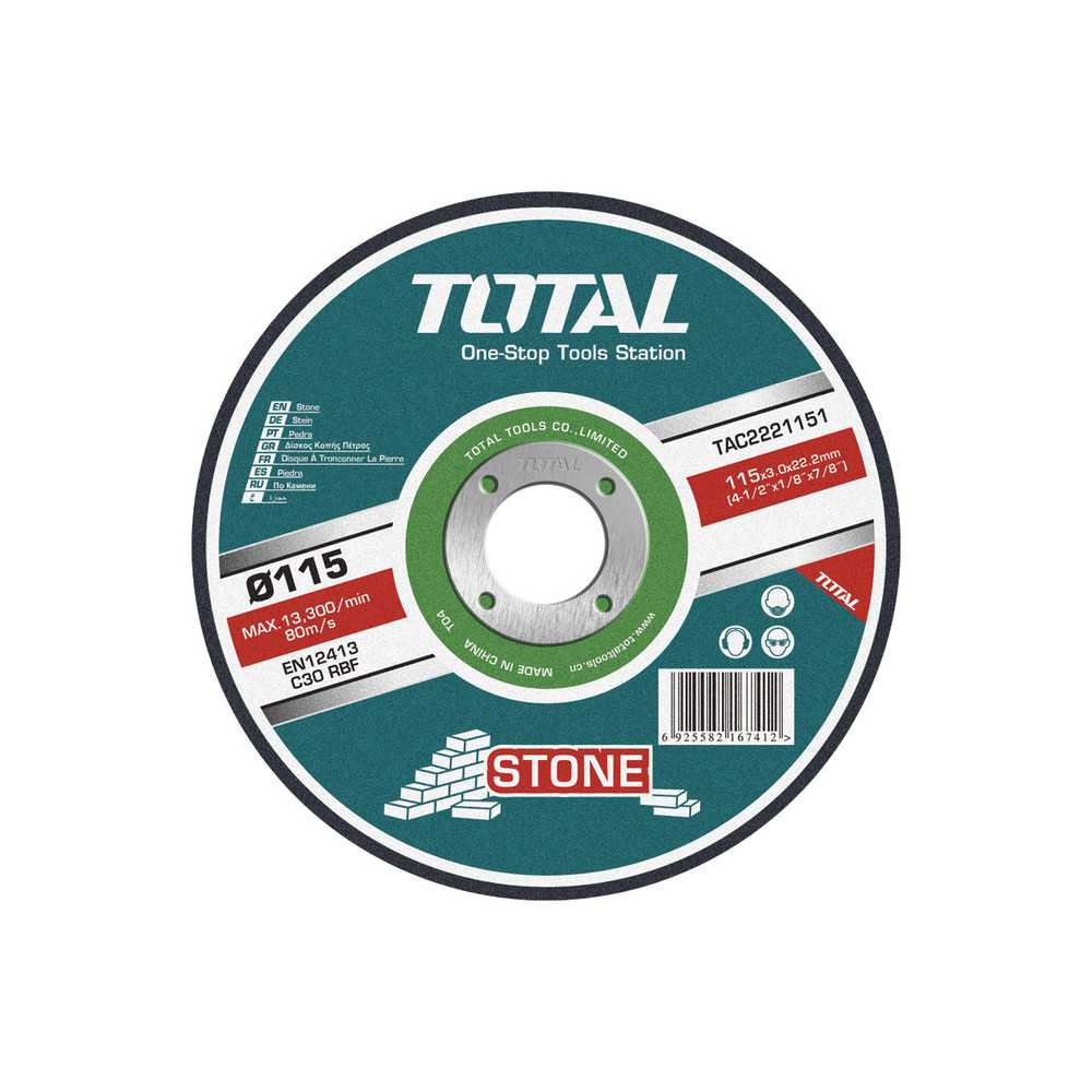 Disco de Corte Piedra 4-1/2" (115x3x22.2mm) Total Tools TAC2221151