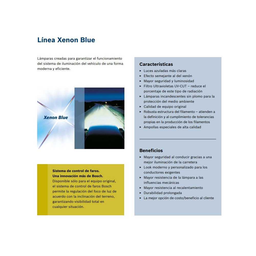 Ampolleta para Automóvil Foco Mayor - Luces bajas/altas 12V 60/55W H4 Xenon Blue Bosch 110986BL0415