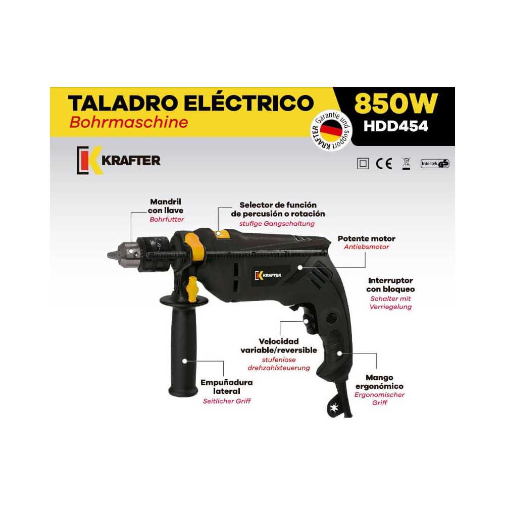 Taladro Percutor 13mm 850W HDD454 Krafter 5112000000244