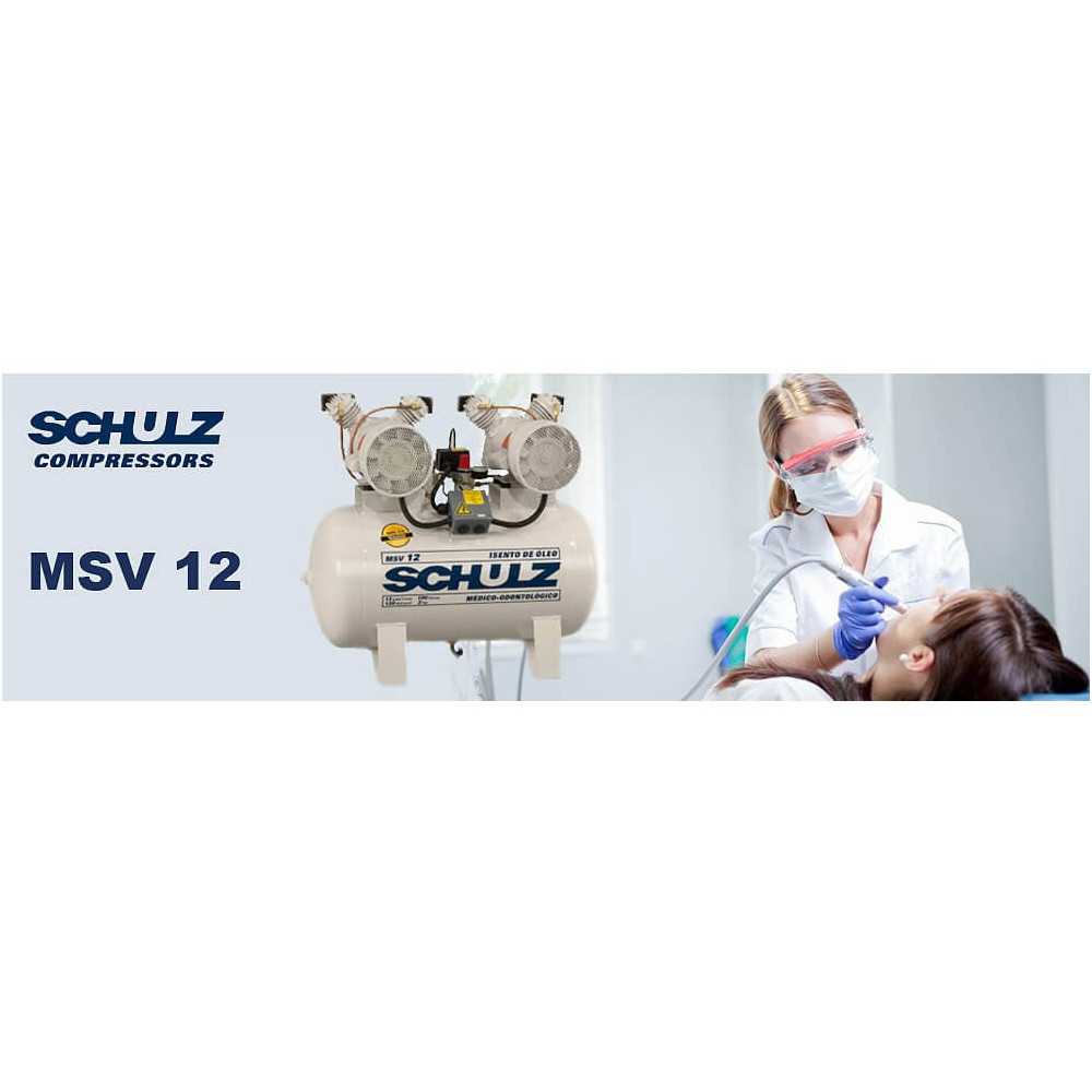 Compresor de aire MSV-12/100L 2x1HP 220V Sin Aceite Schulz 9308045-0