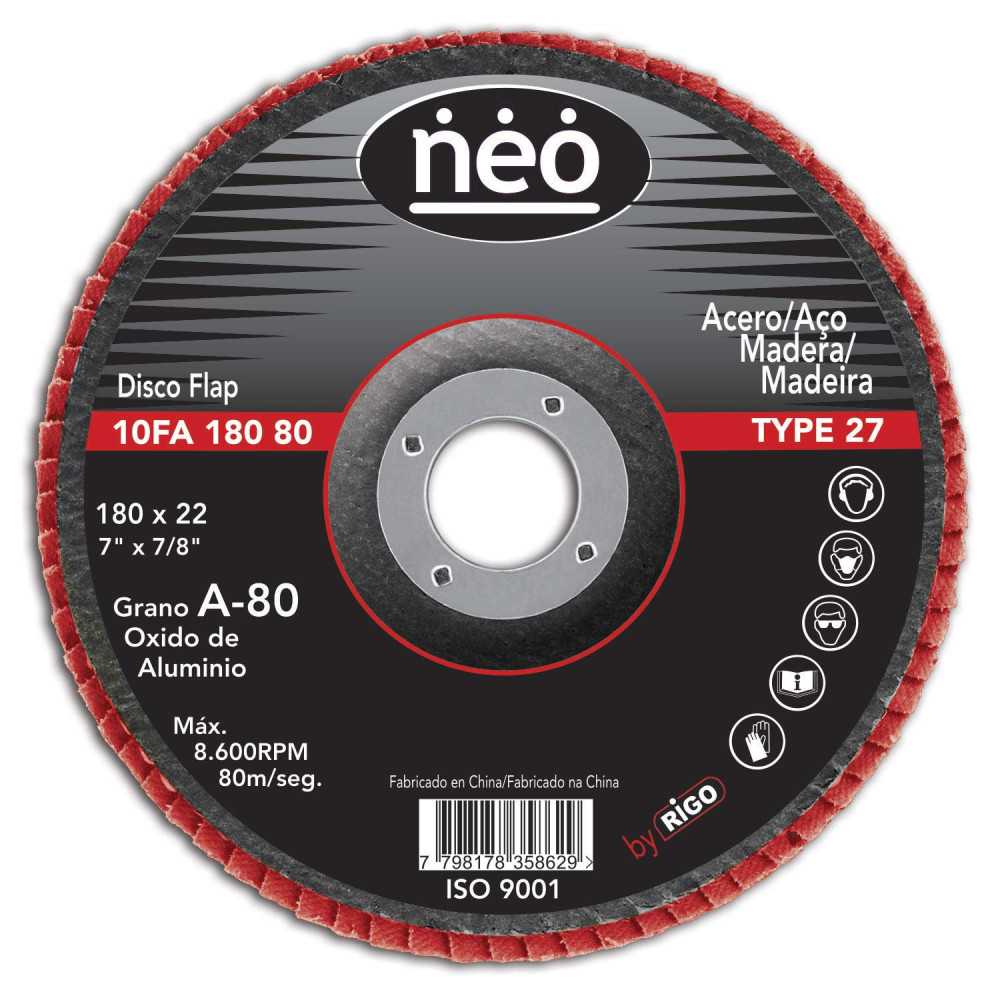 Disco Flap 7" Acero y Madera GR 80 10FA18080 Neo MI-NEO-046233