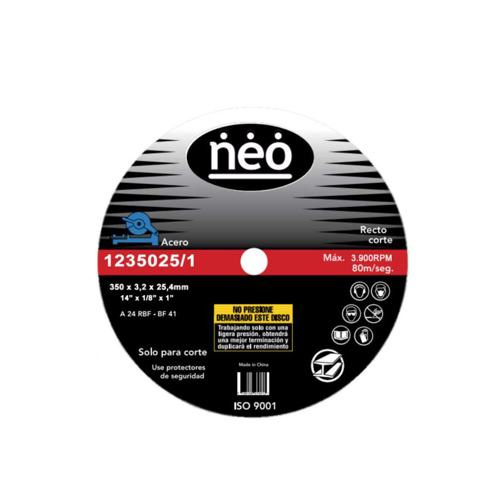 Disco de Corte 14" x 3.2mm Acero 1235025/1 Neo MI-NEO-050737