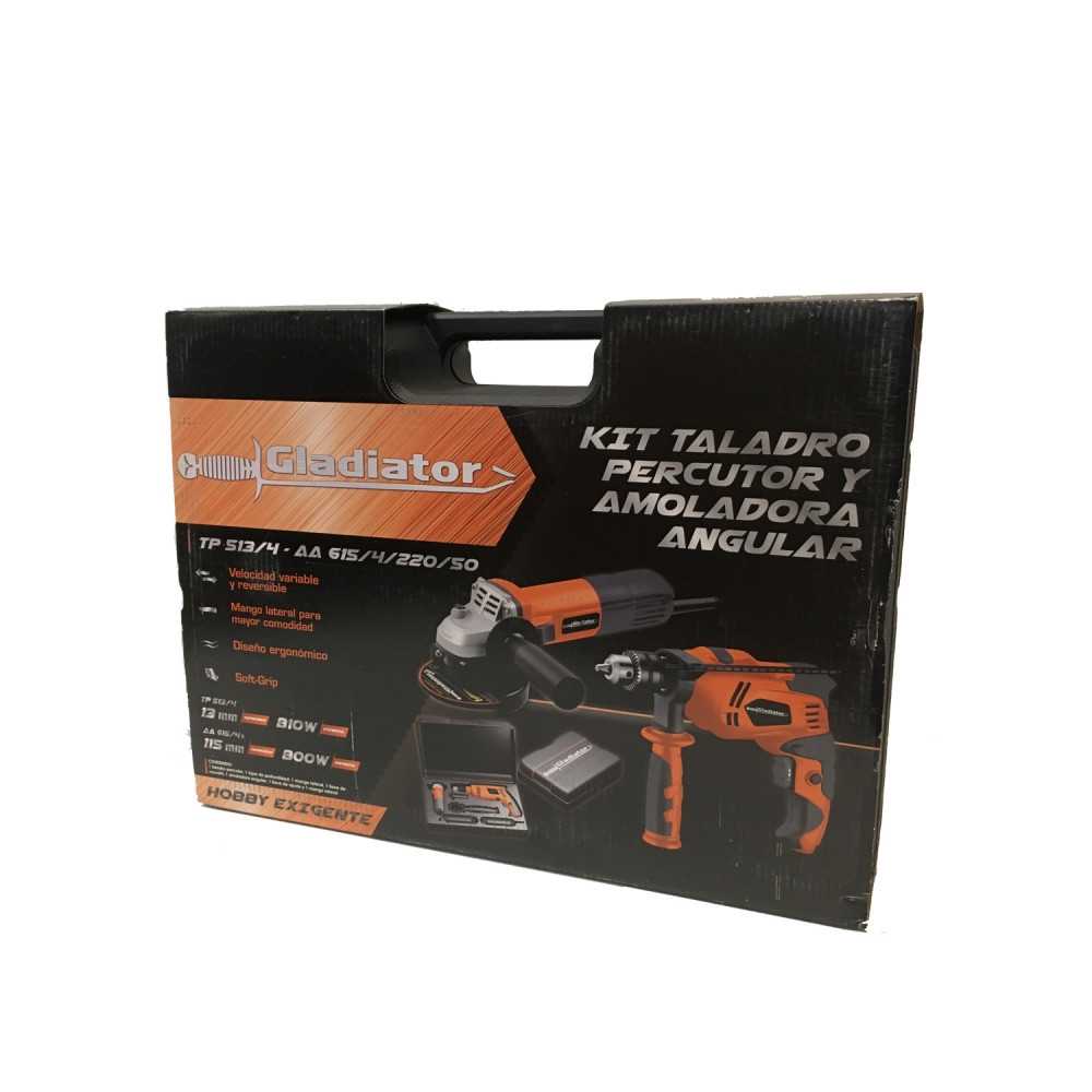 Taladro Percutor 13MM TP 513/4 + Esmeril Angular 4 1/2" AA615/4K Gladiator MI-GLA-050734