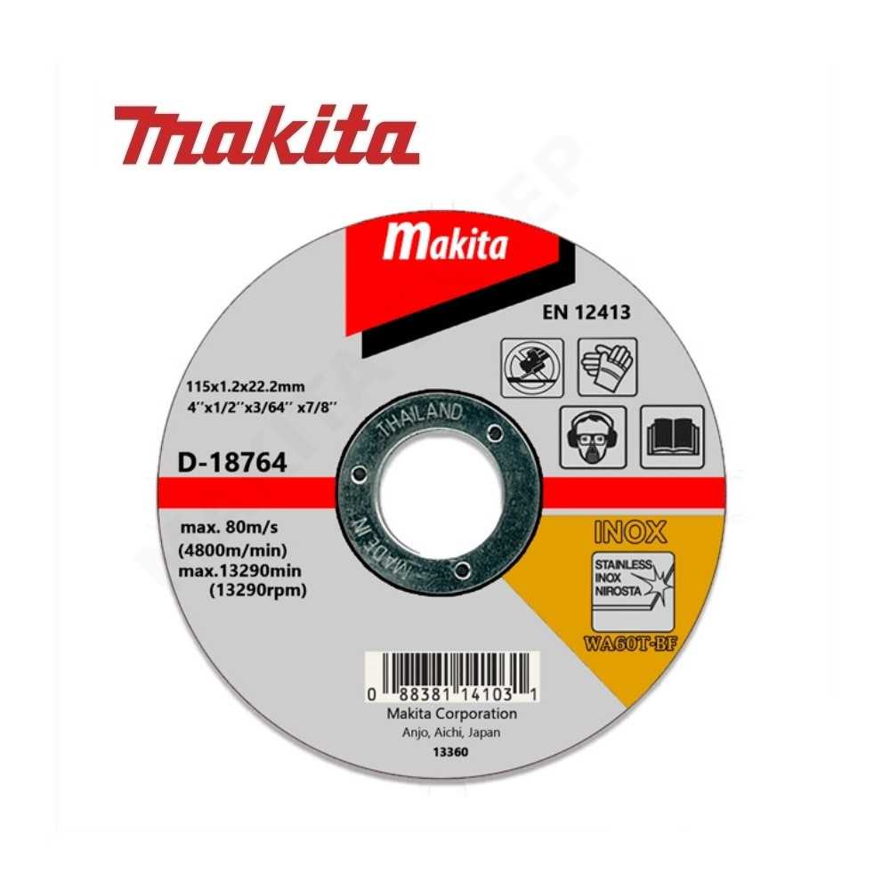 Disco Abrasivo Corte Acero Inox 4-1/2" /115x1.2x22.23MM WA60T Makita D-18764