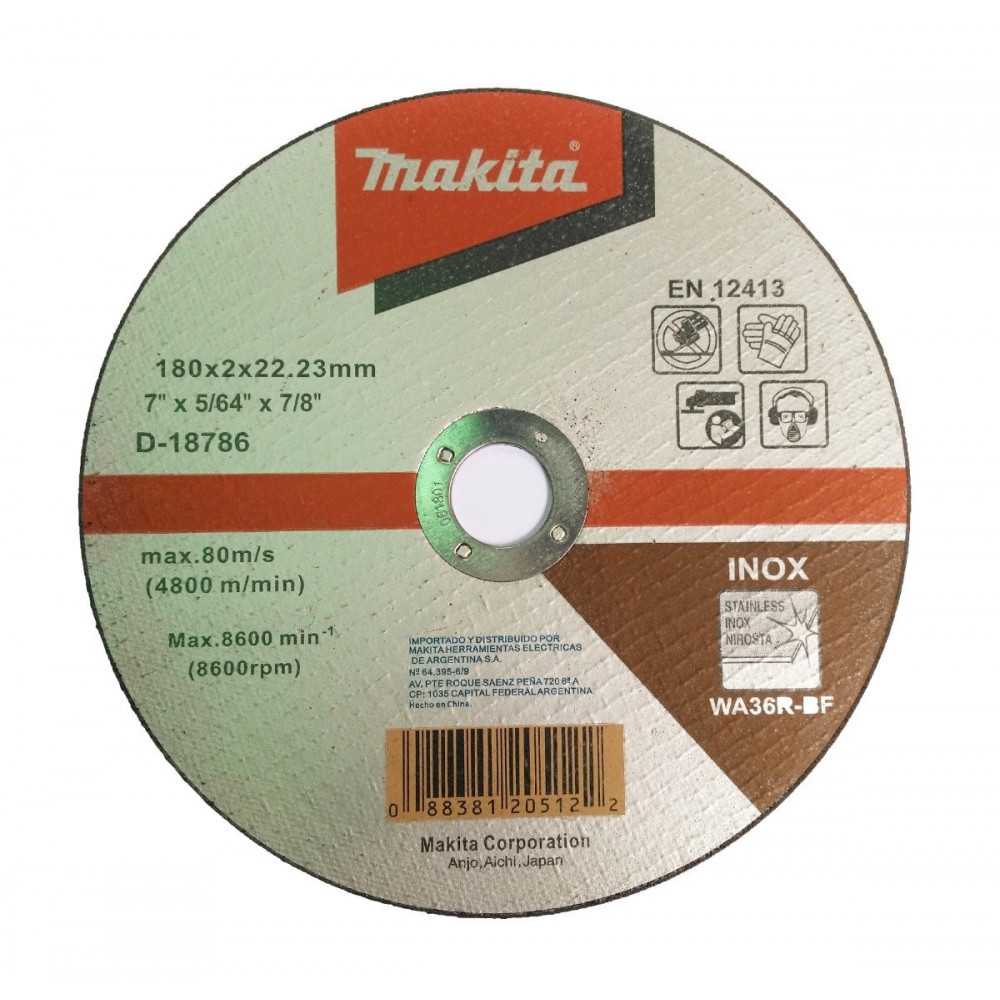 Disco Abrasivo Corte Acero Inox 7" /180x2x22.23MM WA36R Makita D-18786