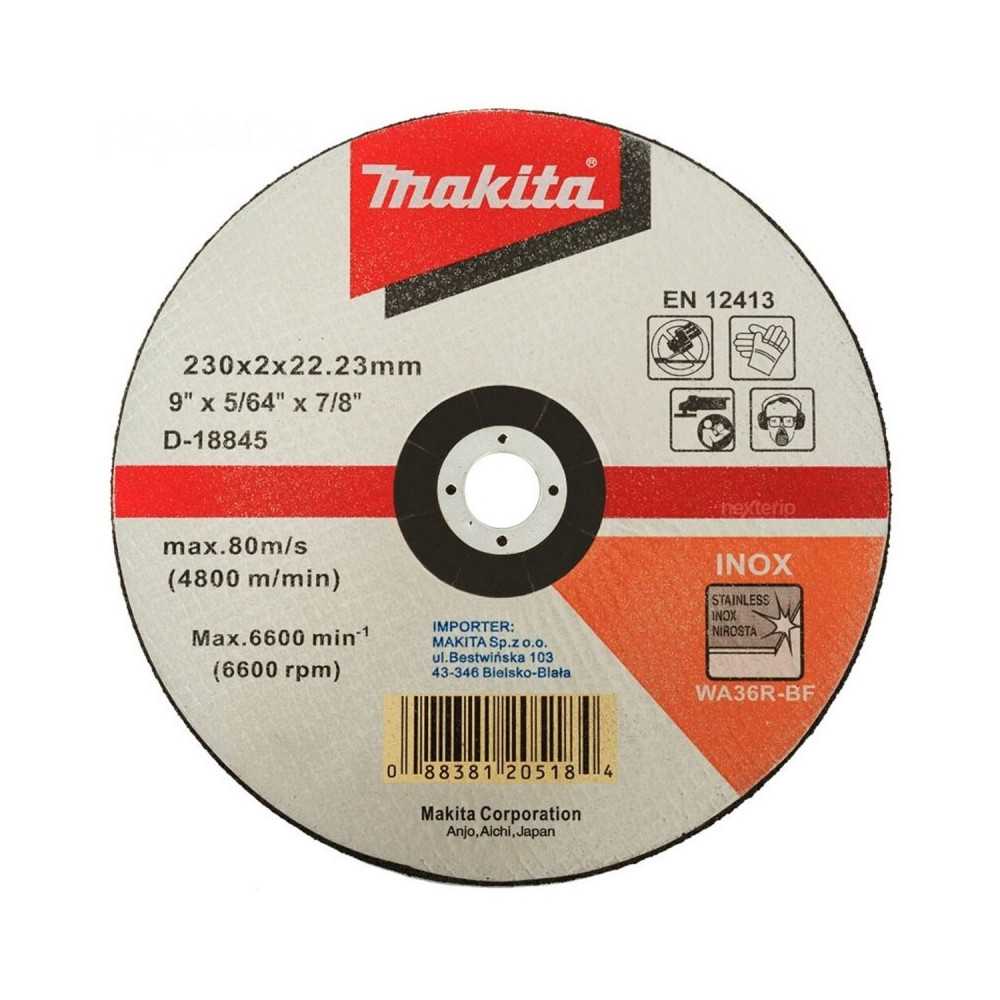 Disco Abrasivo Corte Acero Inoxidable 9" /230x2x22.23MM WA36R-BF Makita D-18845