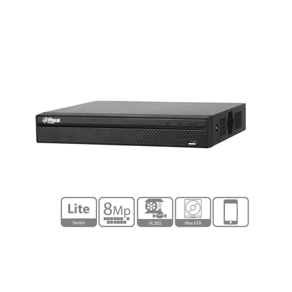 NVR Grabador 8 Canales 1U Lite 4K H.265 sin HDD Dahua NVR2108HS-4KS2