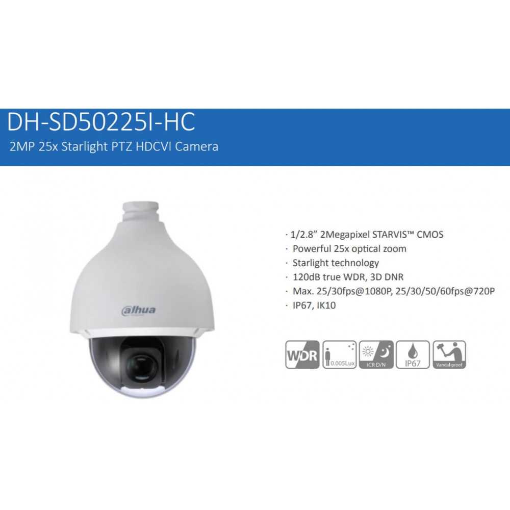 Cámara de Seguridad Domo PTZ HDCVI 2MP SD50225I-HC Dahua 120117390