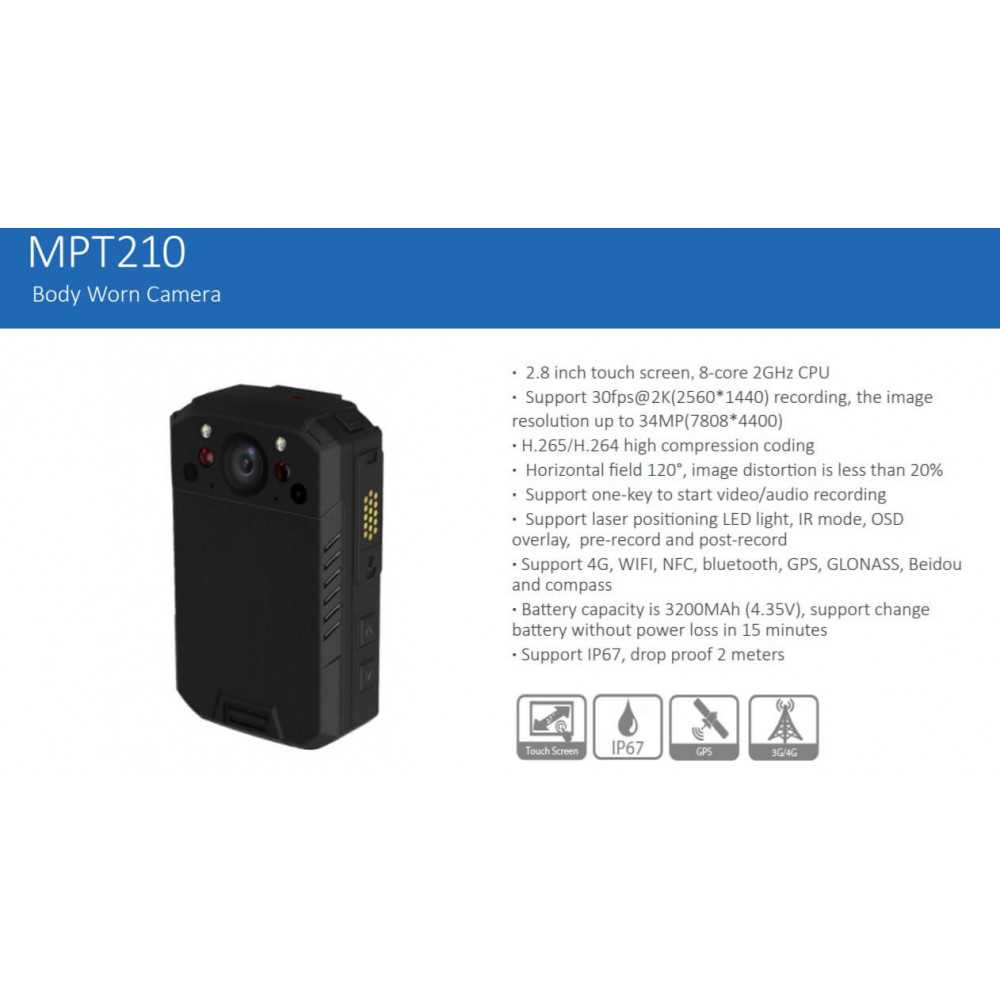 DVR Cámara y Grabador IR Portátil 1080P / GPS / 4G /Wifi MPT210 Dahua 1202172151