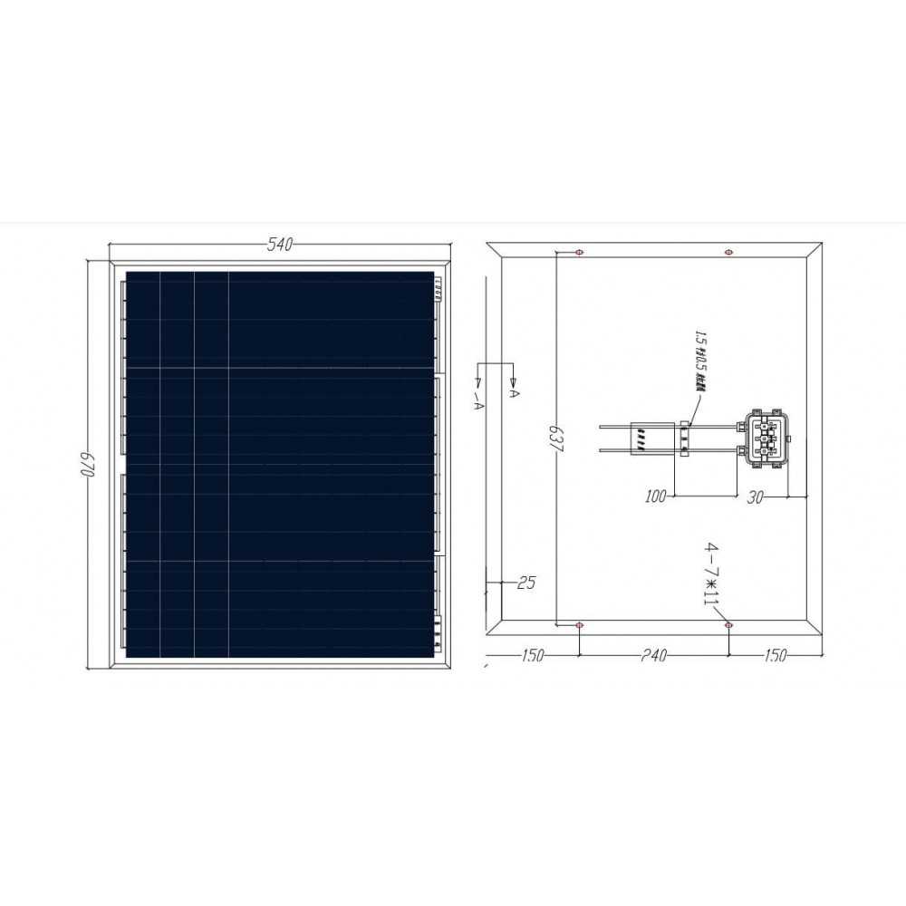 Panel Solar Policristalino 55W 670x540x30mm Want Energia 35440