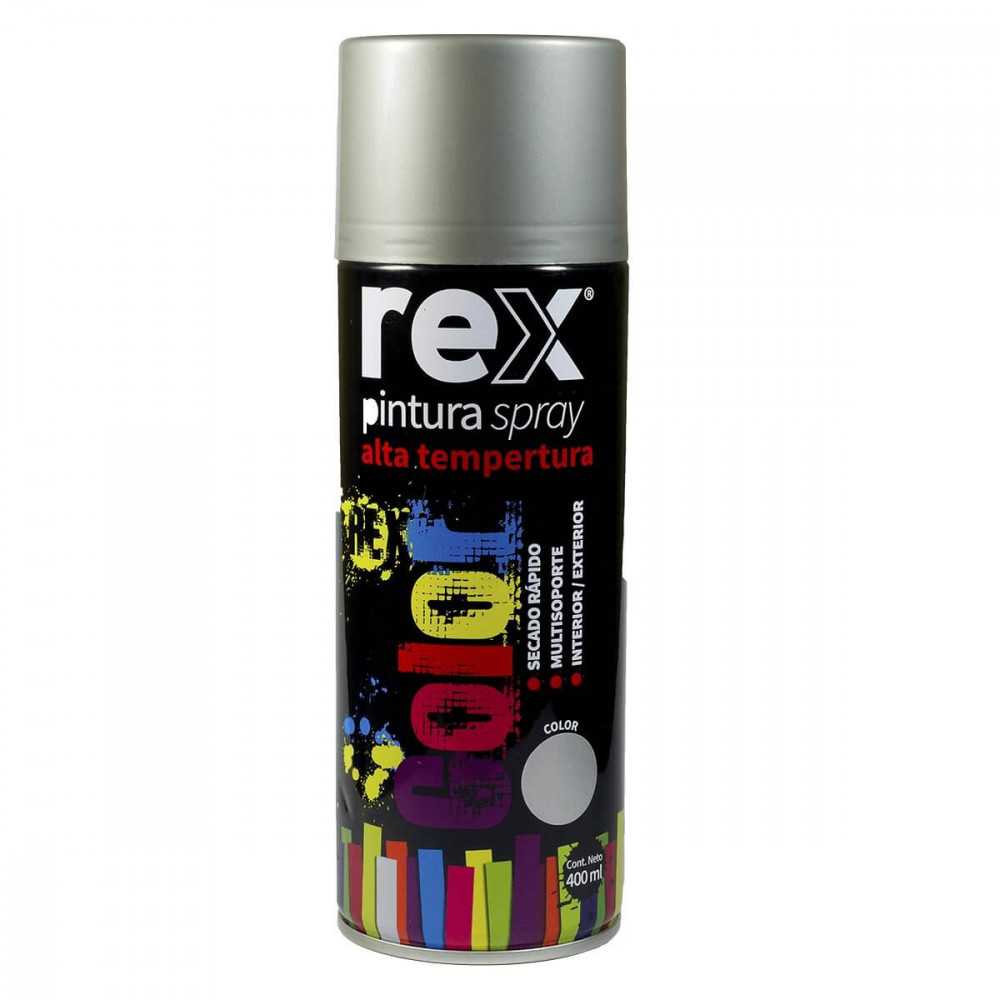Pintura Spray Alta Temperatura, Aluminio, 400 ml Rex 60034