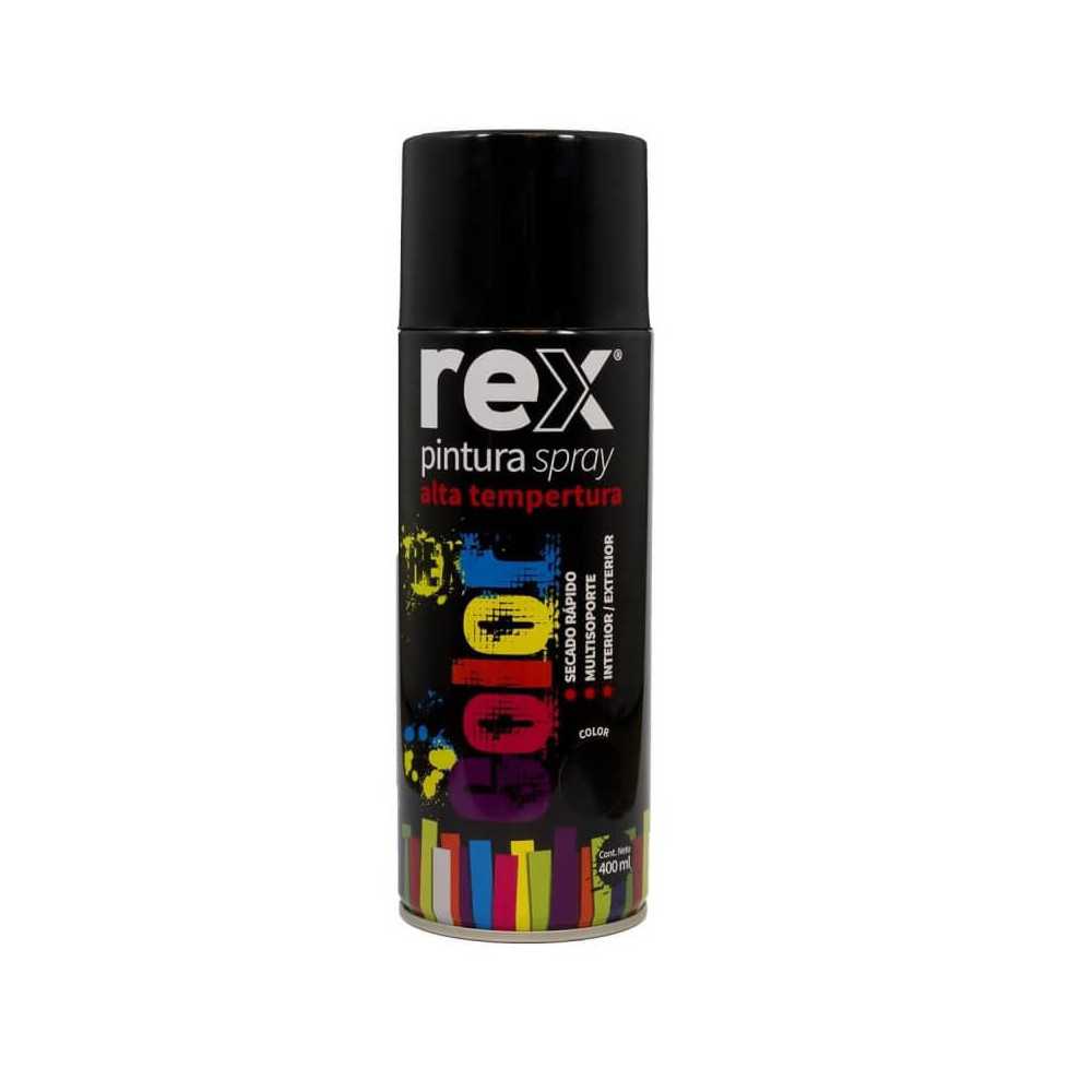 Pintura Spray Alta Temperatura, Negro, 400 ml Rex 60035