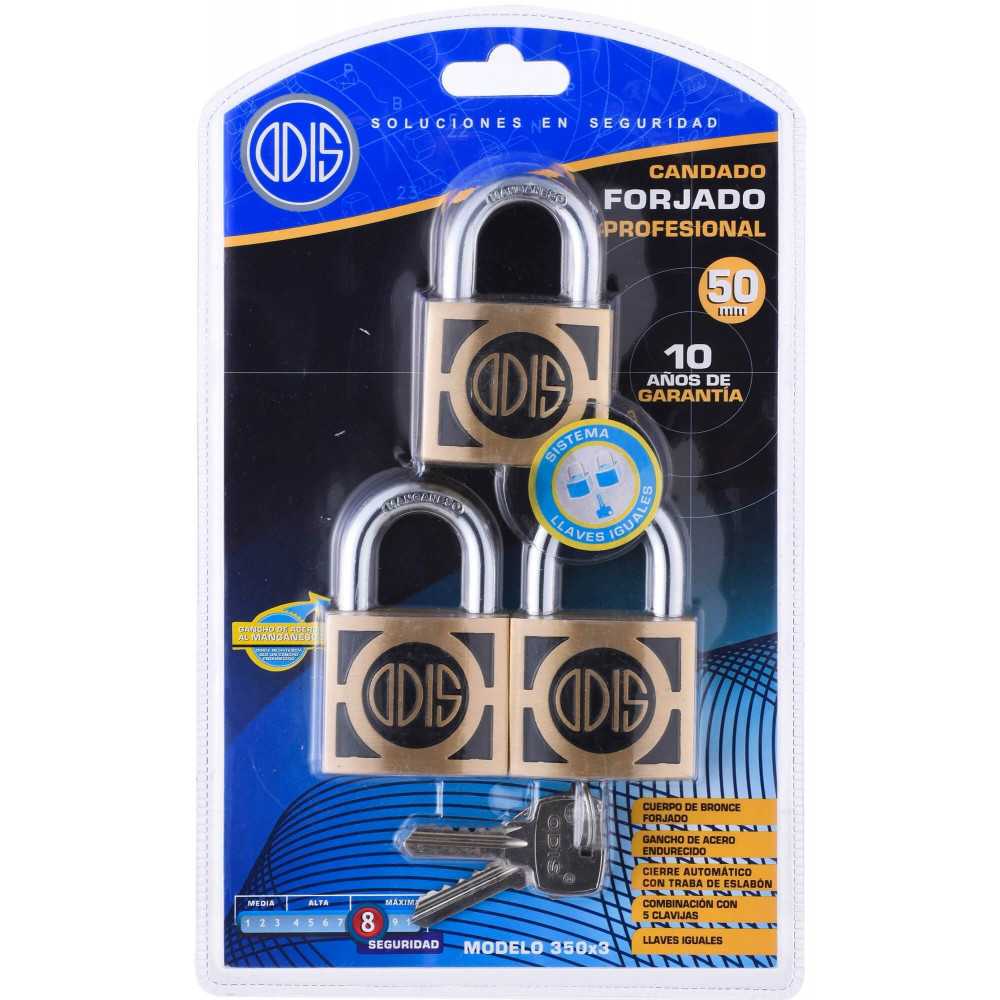 Set Candados 3 pzs 50mm Llaves Iguales Odis CAN0000062