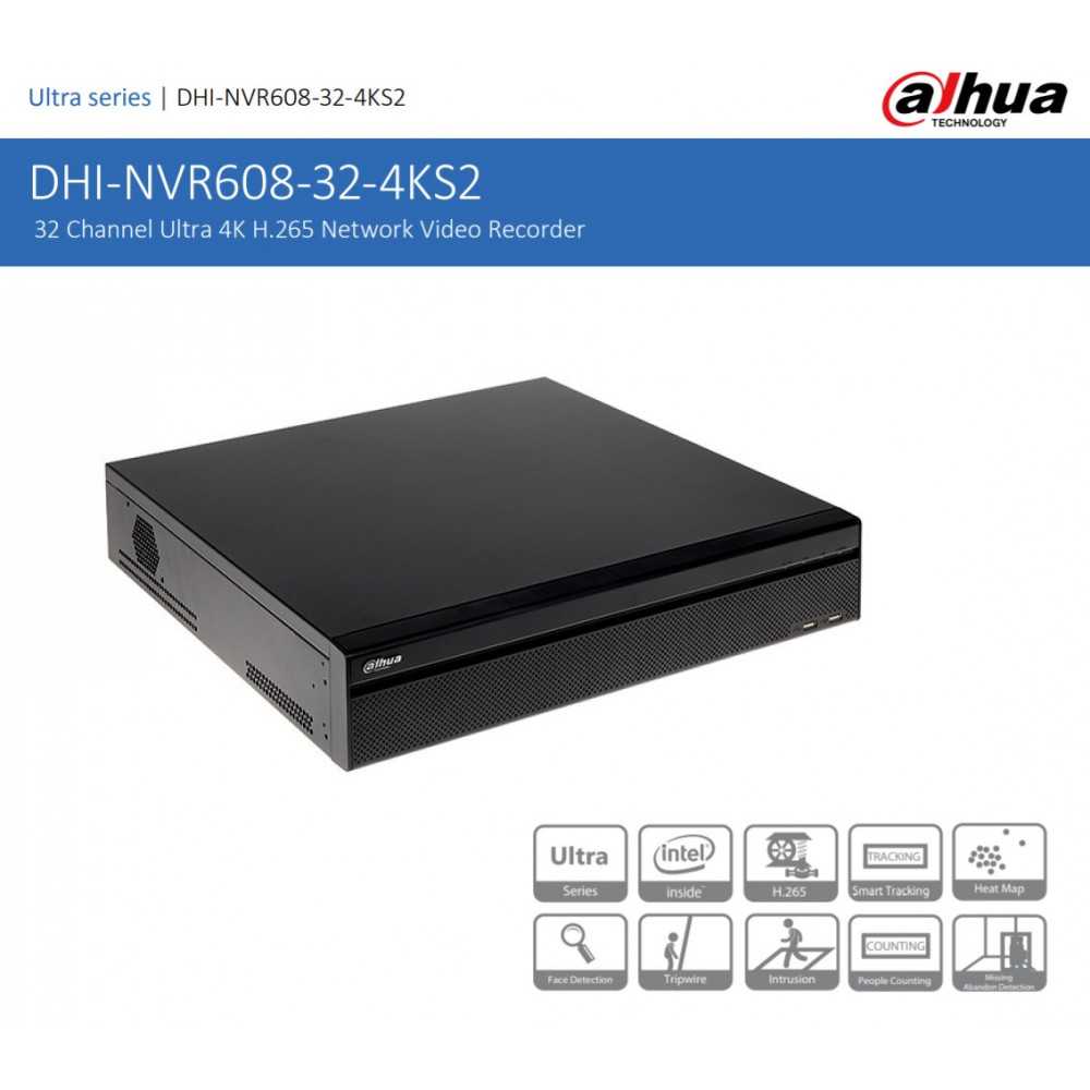 NVR Grabador de 32 canales 4K 12MP DHI-NVR608-32-4KS2 Dahua 12017018