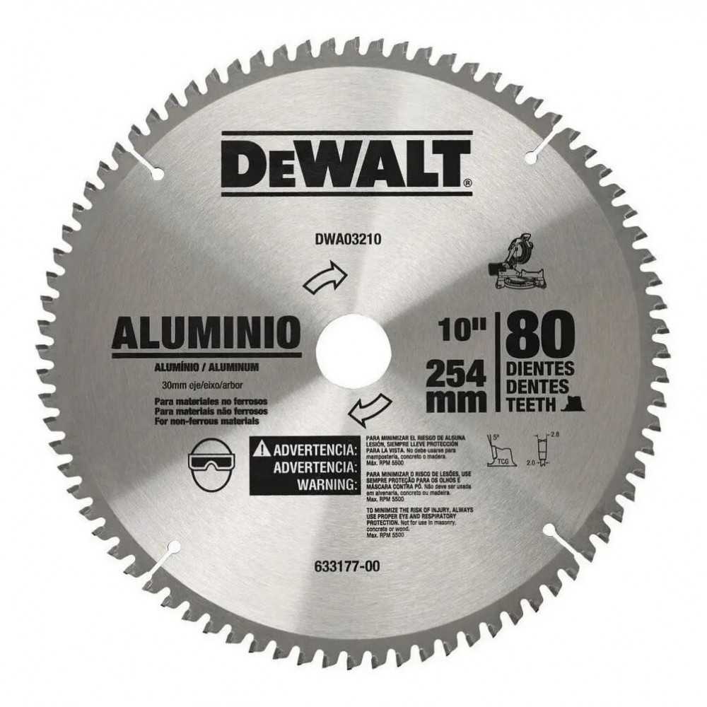 Disco Sierra Aluminio 10" (254mm) 80 Dientes DeWalt DWA03210