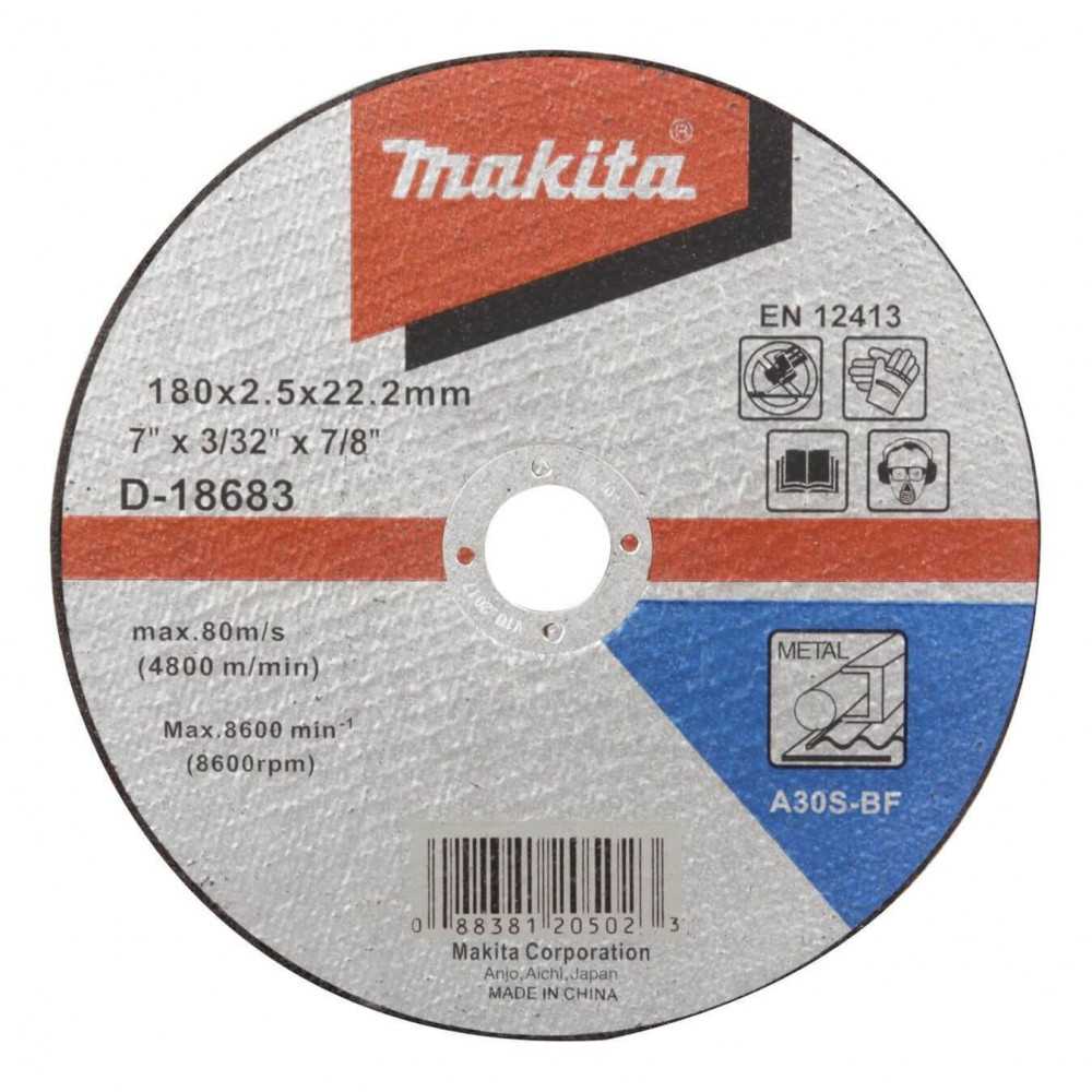 Disco Corte Metal 7" (180 X 2.5 X 22.2 mm) Recto/A30S-BF Makita D-18683