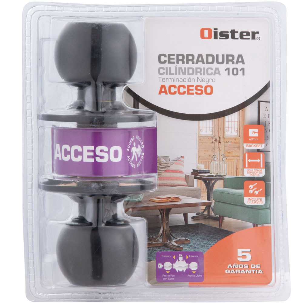 Cerradura Cilíndrica 101 Acceso Negro (Blister) Oister CEP0001331