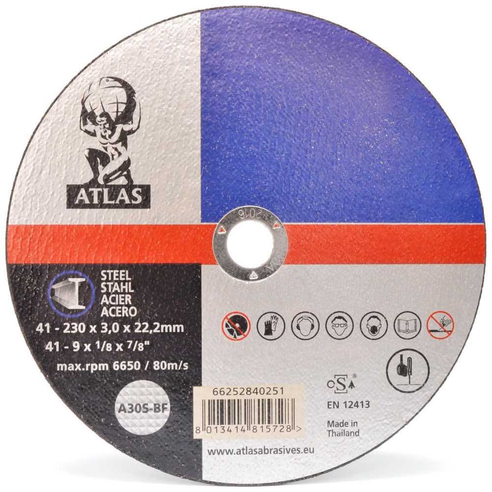 Disco de Desbaste - Acero Carbono - 9" (230x6,0x22mm) - Atlas