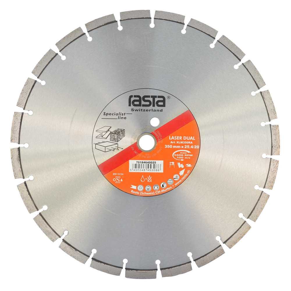 Disco Diamantado - Hormigón, Acero y Abrasivos - 14'' - Láser 900 Dual - Rasta - (350x3x25mm)