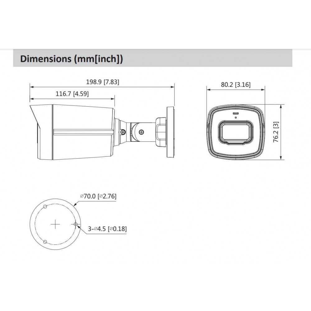 Cámara de Seguridad Bullet IR 40M HDCVI 2MP FULL HD Plástica Dahua DH-HAC-HFW1200TL-0280B-S5