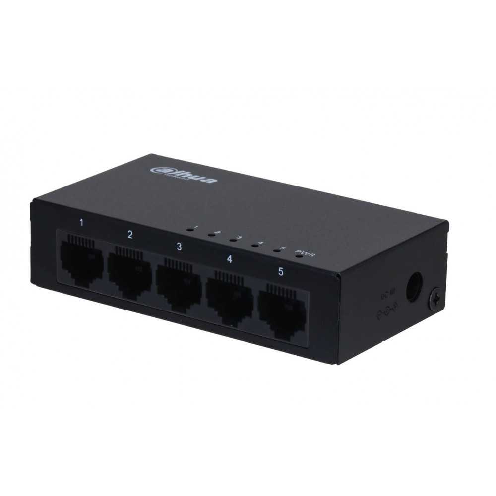 Switch 5-Port Desktop Fast Ethernet 5 × 10/100 Mbps. Dahua DH-PFS3005-5GT