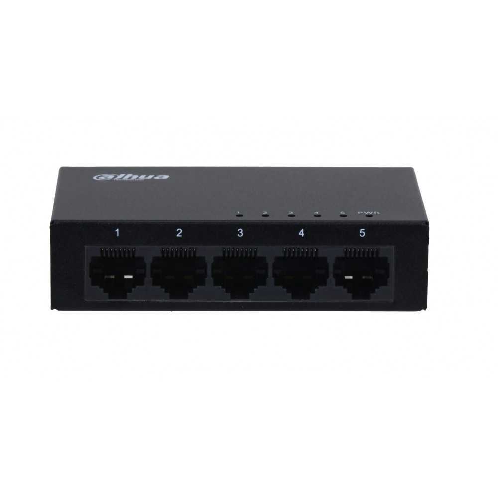 Switch 5-Port Desktop Fast Ethernet 5 × 10/100 Mbps. Dahua DH-PFS3005-5GT