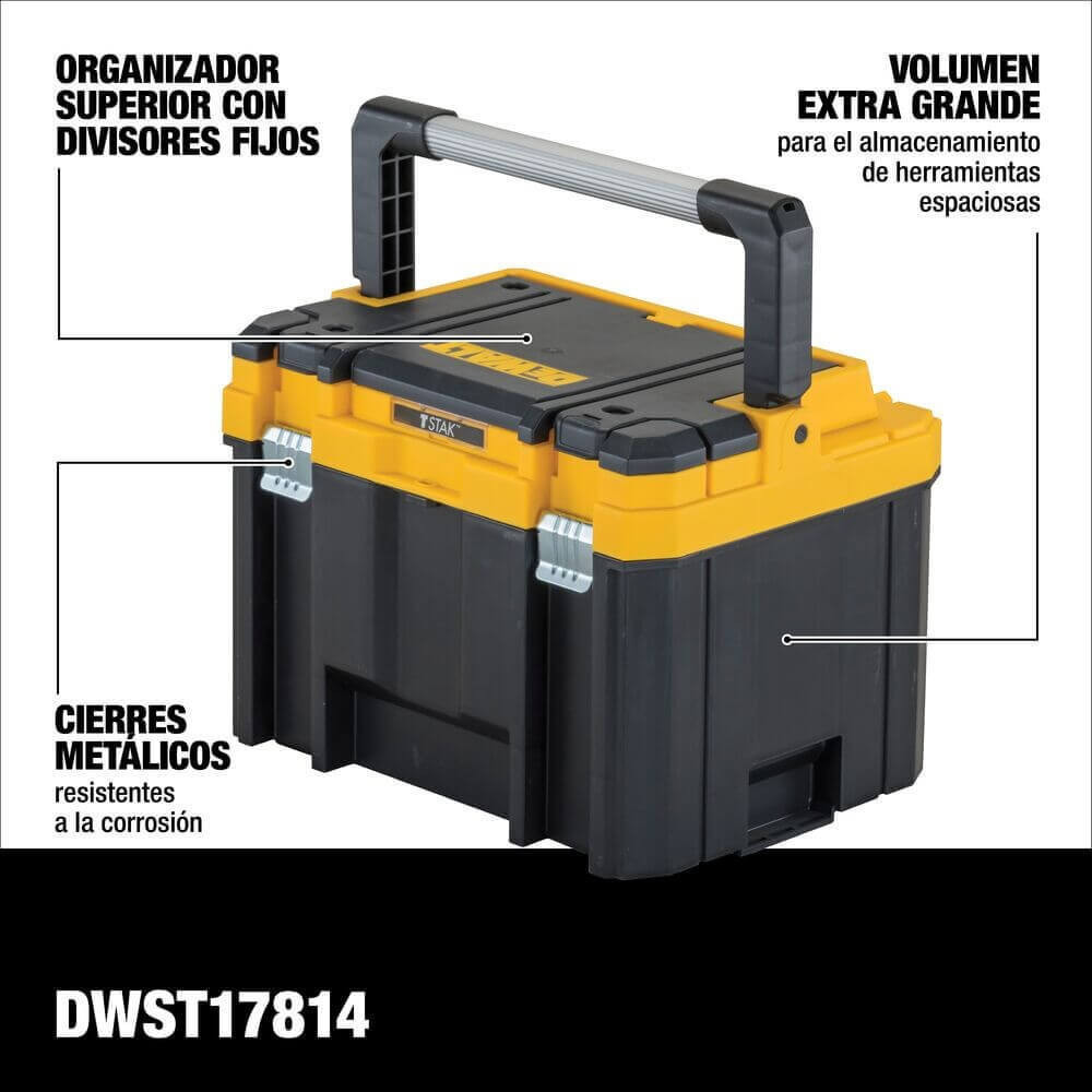 Caja de herramientas amplia y mango largo 30 kg 43.8x32x33.6 cms DeWalt DWST17814
