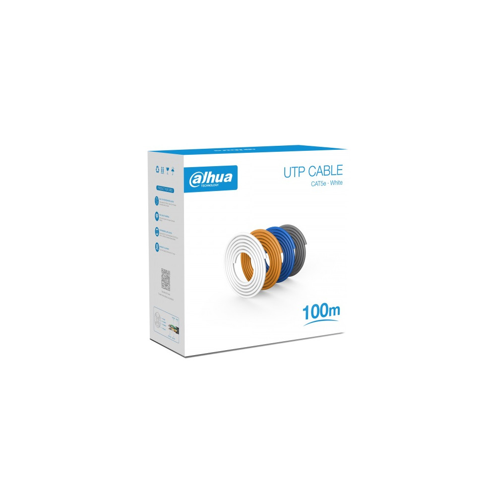Cable UTP CAT5e Unifilar 100 Metros 100% Cobre Dahua DH-PFM920I-5EUN-100