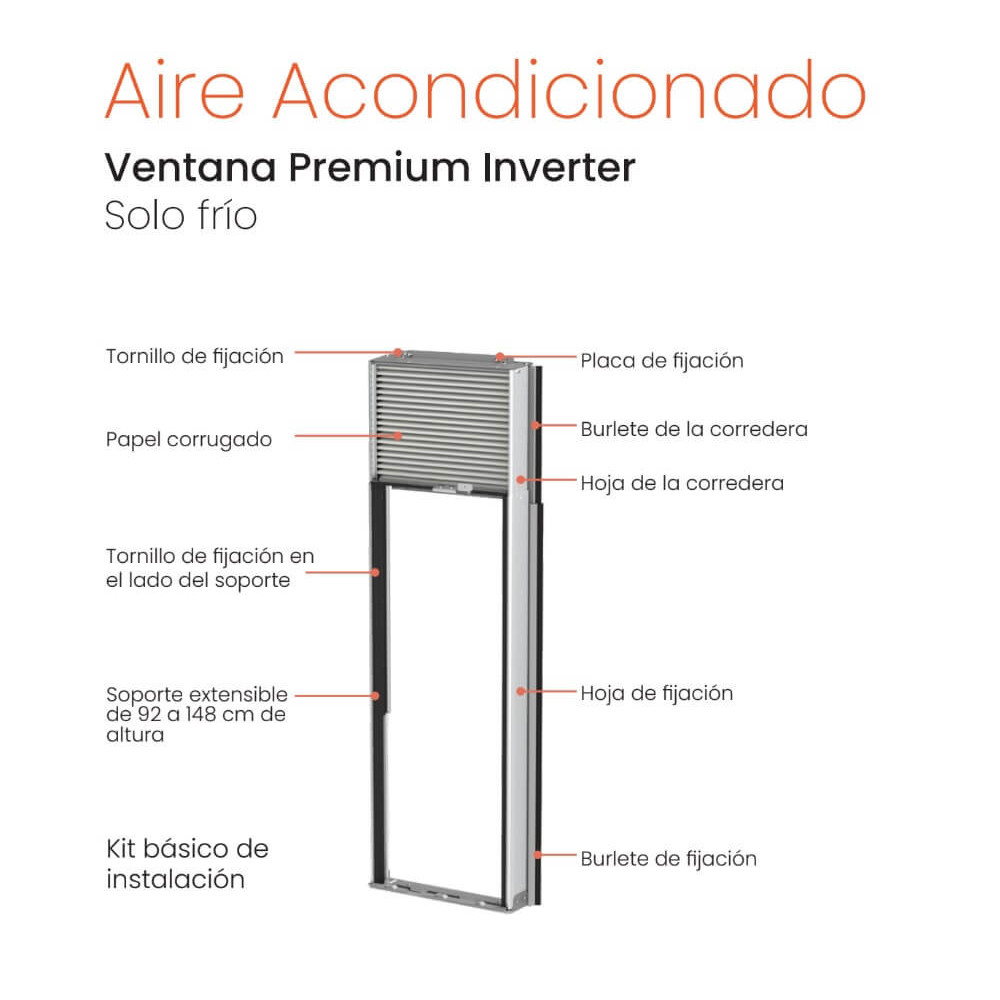 Aire Acondicionado Ventana Premium Inverter 8000 btu/h Solo Frio cobertura 19m2 Khone 14080173