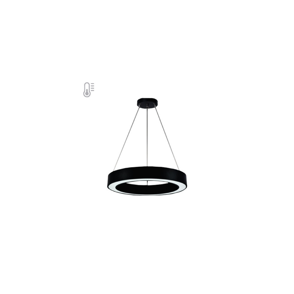 Lámpara Colgante Negra Doble Círculo Luz Neutra Faretto 13105