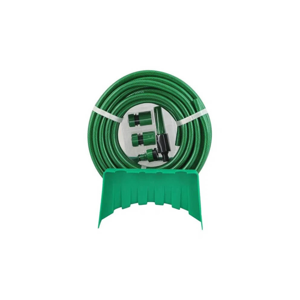Manguera Rausan verde 1/2" x 18mts con accesorios y soporte Rehau 331738001