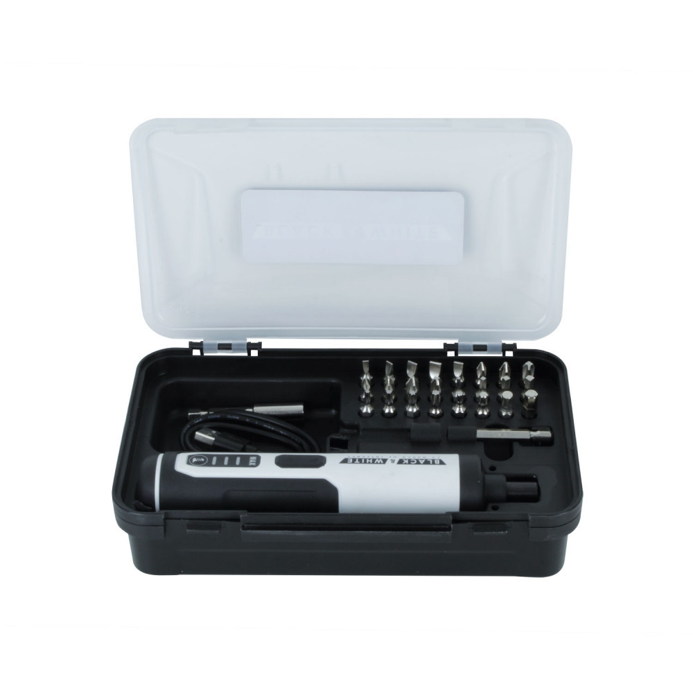 Atornillador Inalámbrico 3,6V 1.3ah 6.35mm USB + 27 ACC Black & White MI-BYW-055125