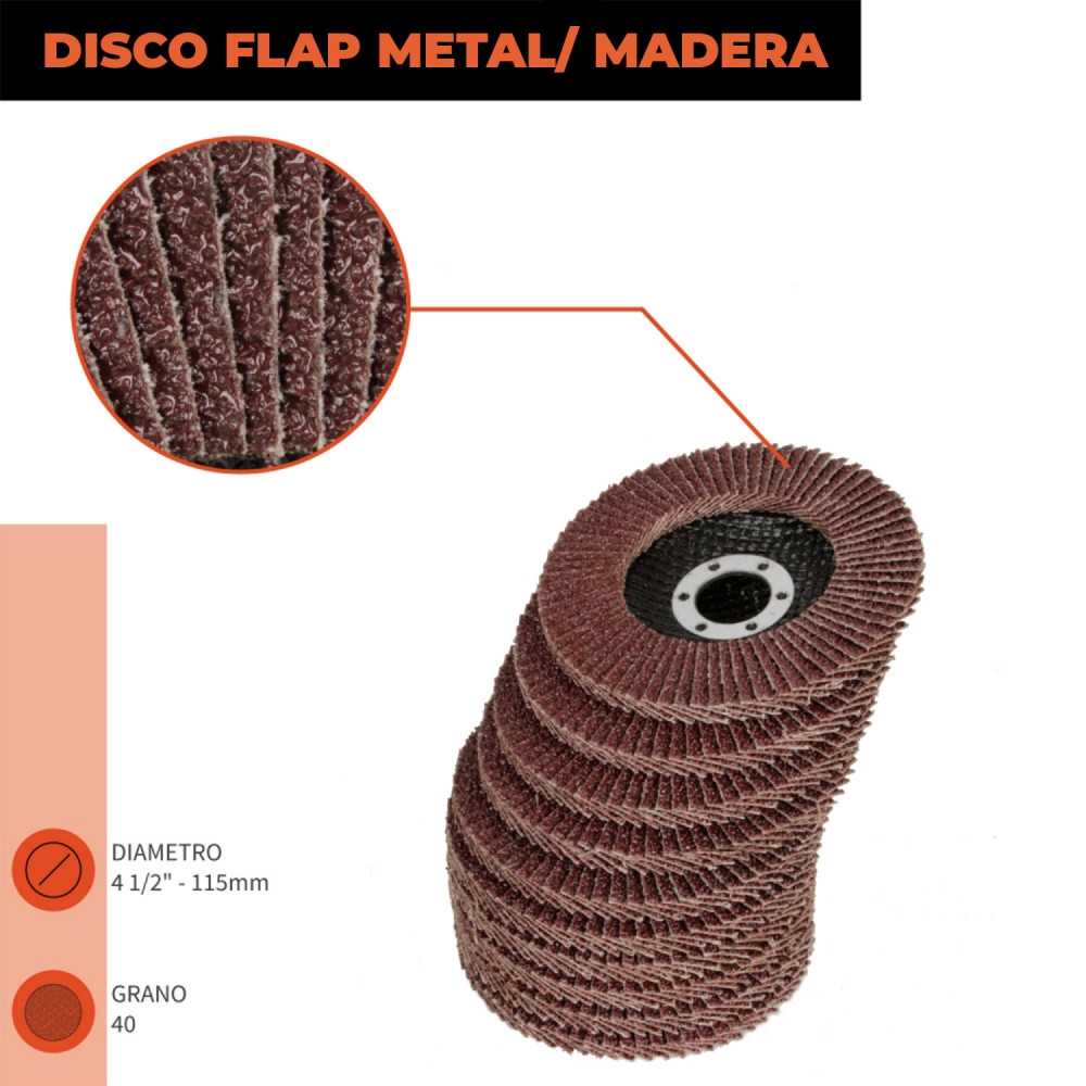 Disco Flap 4 1/2" Acero y Madera GR 40 DFA 811540 Gladiator MI-GLA-049988